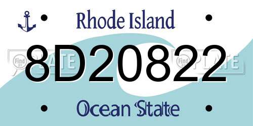 8D20822 Rhode Island License Plate