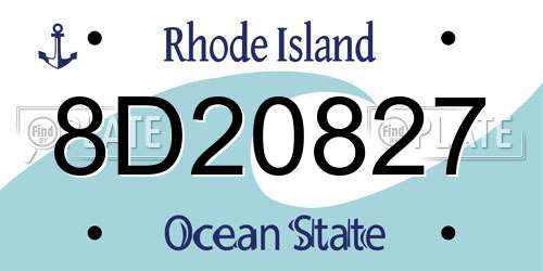 8D20827 Rhode Island License Plate