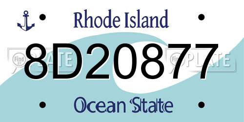 8D20877 Rhode Island License Plate