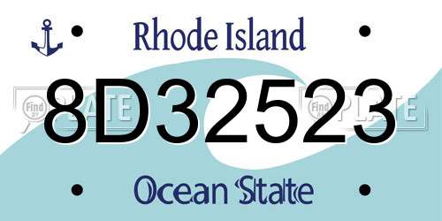 8D32523 Rhode Island License Plate