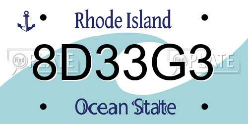 8D33G3 Rhode Island License Plate