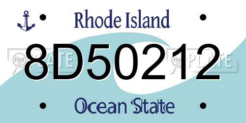 8D50212 Rhode Island License Plate