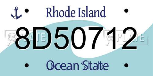 8D50712 Rhode Island License Plate