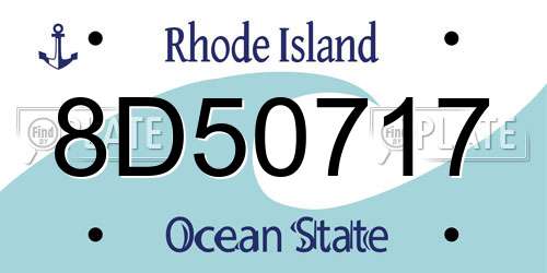 8D50717 Rhode Island License Plate