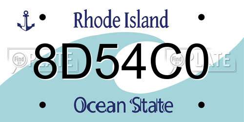 8D54C0 Rhode Island License Plate