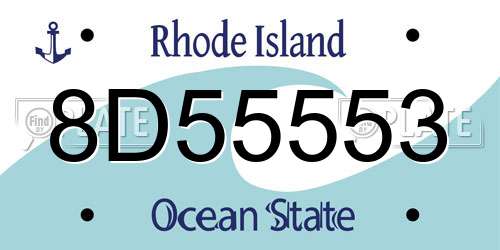 8D55553 Rhode Island License Plate