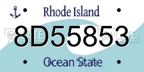 8D55853 Rhode Island License Plate