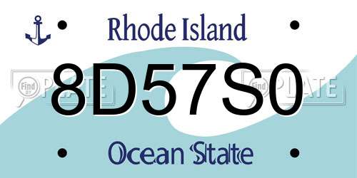8D57S0 Rhode Island License Plate