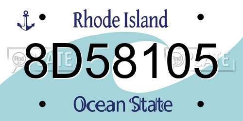8D58105 Rhode Island License Plate