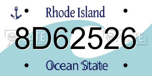8D62526 Rhode Island License Plate