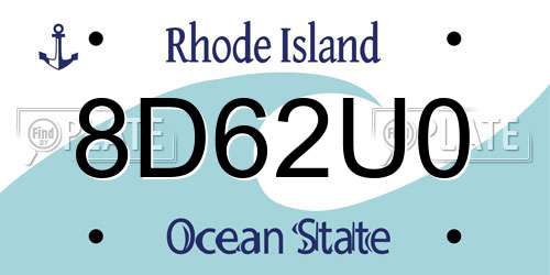 8D62U0 Rhode Island License Plate