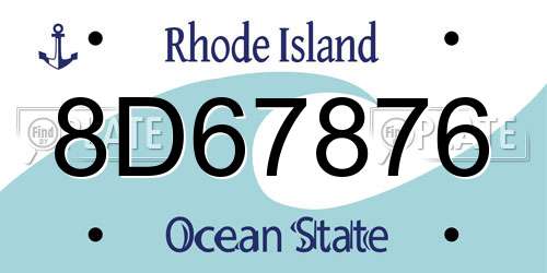 8D67876 Rhode Island License Plate