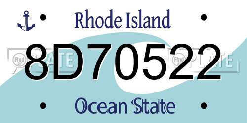 8D70522 Rhode Island License Plate
