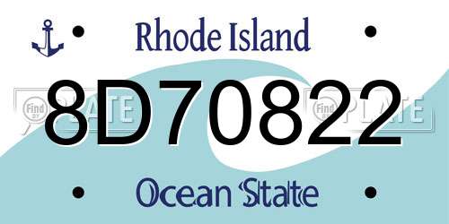 8D70822 Rhode Island License Plate