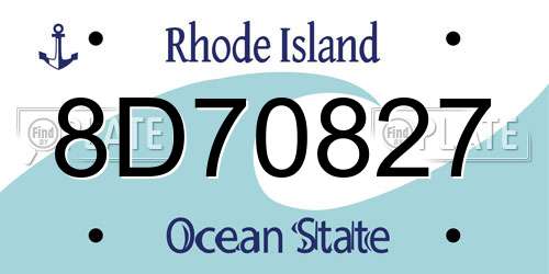 8D70827 Rhode Island License Plate