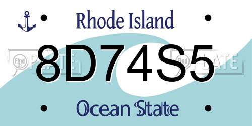 8D74S5 Rhode Island License Plate