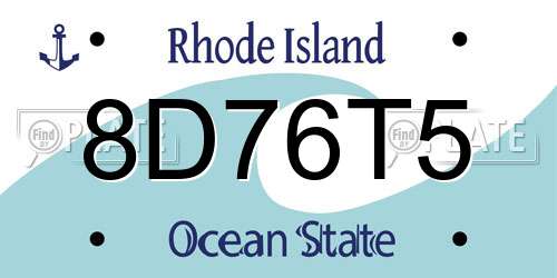 8D76T5 Rhode Island License Plate