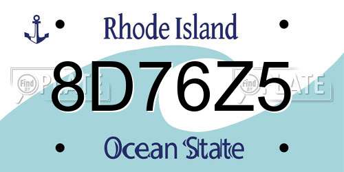 8D76Z5 Rhode Island License Plate