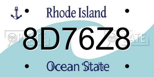 8D76Z8 Rhode Island License Plate