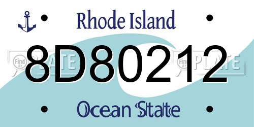 8D80212 Rhode Island License Plate