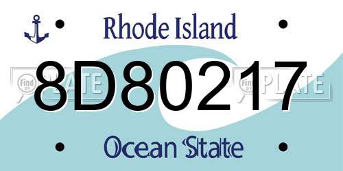 8D80217 Rhode Island License Plate