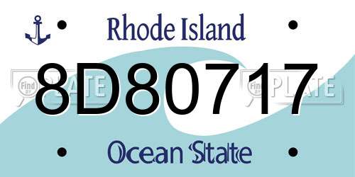 8D80717 Rhode Island License Plate