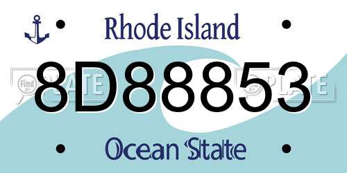 8D88853 Rhode Island License Plate