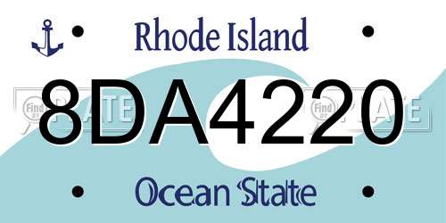 8DA4220 Rhode Island License Plate