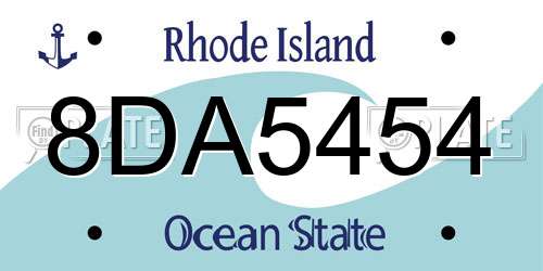 8DA5454 Rhode Island License Plate