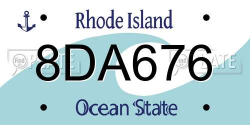 8DA676 Rhode Island License Plate