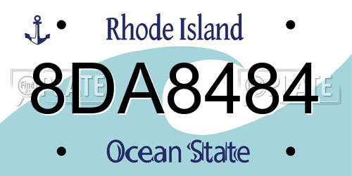 8DA8484 Rhode Island License Plate