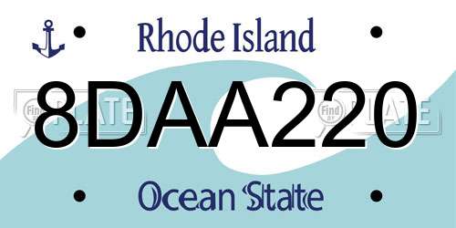 8DAA220 Rhode Island License Plate