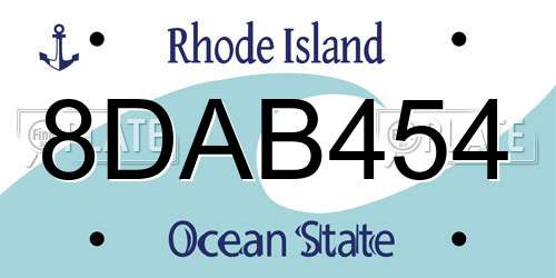 8DAB454 Rhode Island License Plate