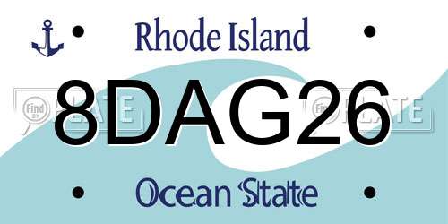 8DAG26 Rhode Island License Plate
