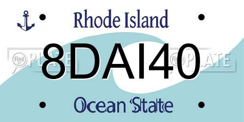 8DAI40 Rhode Island License Plate