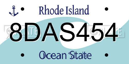 8DAS454 Rhode Island License Plate