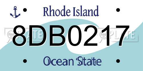 8DB0217 Rhode Island License Plate