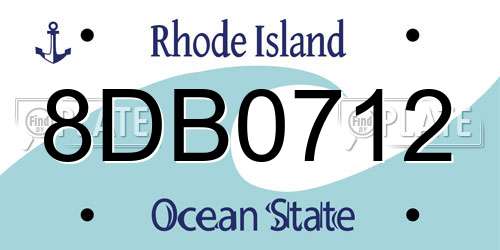 8DB0712 Rhode Island License Plate