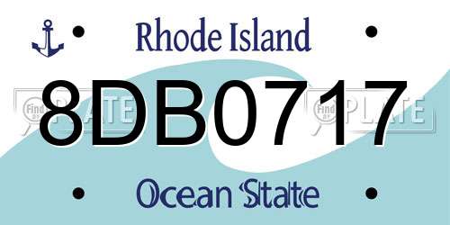 8DB0717 Rhode Island License Plate