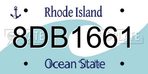 8DB1661 Rhode Island License Plate
