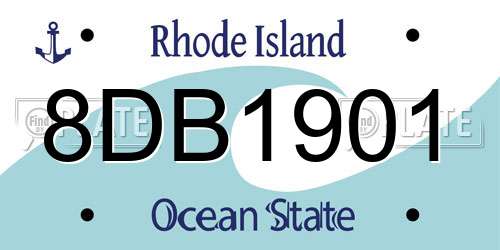 8DB1901 Rhode Island License Plate
