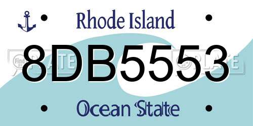 8DB5553 Rhode Island License Plate