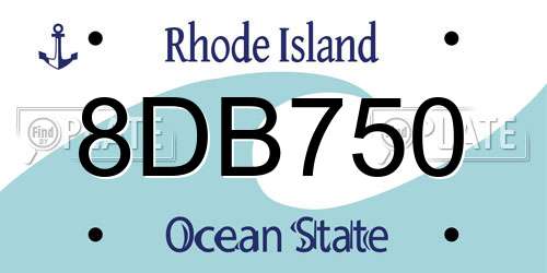8DB750 Rhode Island License Plate