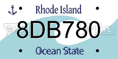 8DB780 Rhode Island License Plate