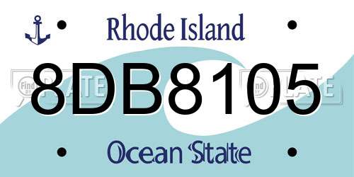 8DB8105 Rhode Island License Plate