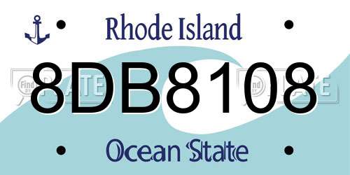 8DB8108 Rhode Island License Plate
