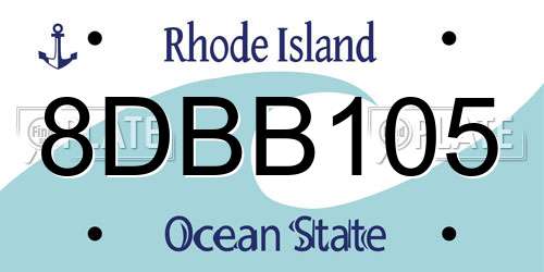 8DBB105 Rhode Island License Plate