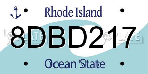 8DBD217 Rhode Island License Plate