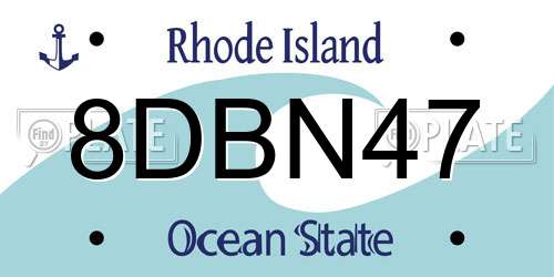 8DBN47 Rhode Island License Plate