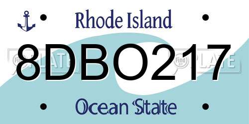 8DBO217 Rhode Island License Plate